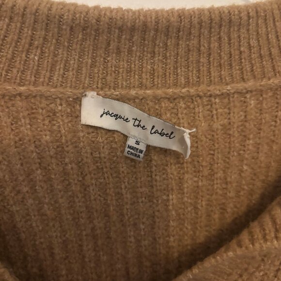 Jacquie The Label Collared Rib Knit Sweater in Camel Brown – Size Small - Ribbed - Picture 5 of 6